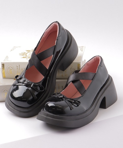 Lace Ladies（レースレディース） パンプス クロス ストラップ 厚底