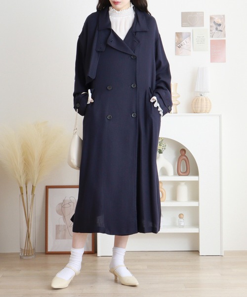 hunch（ハンチ） トレンチコート コート リネン混トレンチコート