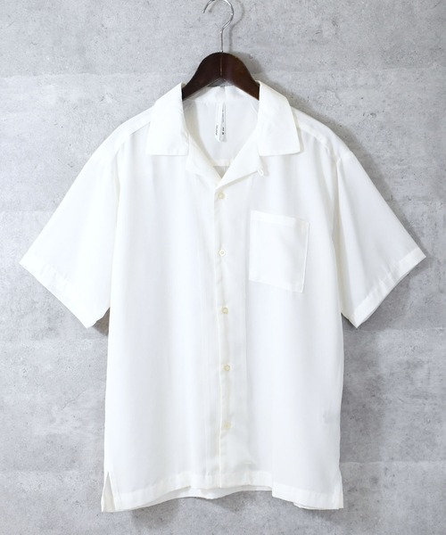 シャツ ポリエステル 無地 オープンカラーシャツS/S レディース メンズ
