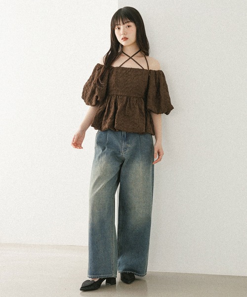 Heather（ヘザー） ブラウス シャツ マルチWAYジャガードブラウス