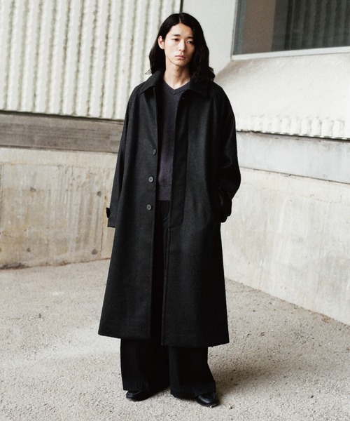 WYM LIDNM ステンカラーコート コート WOOLY HERRINGBONE BALMACAAN