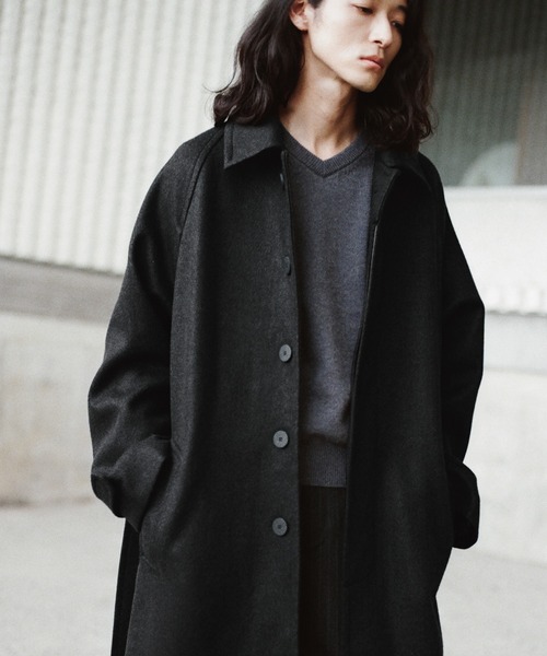 WYM LIDNM ステンカラーコート コート WOOLY HERRINGBONE BALMACAAN