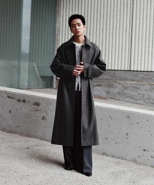 WYM LIDNM ステンカラーコート コート WOOLY HERRINGBONE BALMACAAN