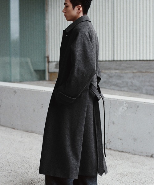 WYM LIDNM ステンカラーコート コート WOOLY HERRINGBONE BALMACAAN