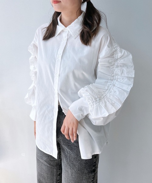 AS KNOW AS（アズノゥアズ） ブラウス シャツ 袖フリルデザインシャツ