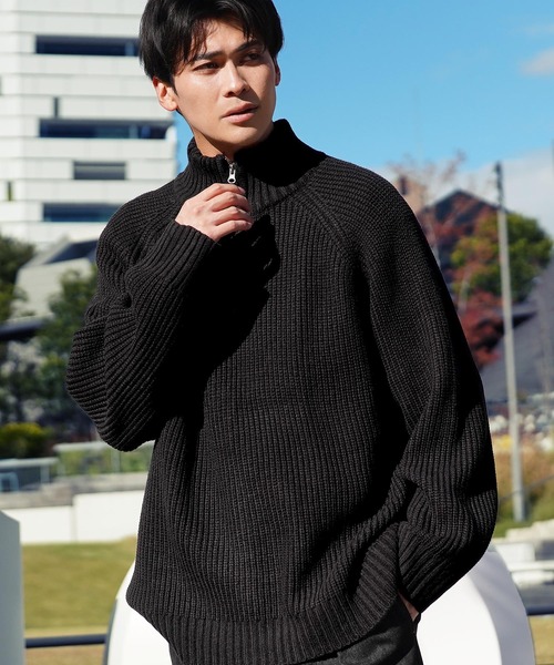 JIGGYS SHOP（ジギーズショップ） セーター ニット ハーフジップ あぜ