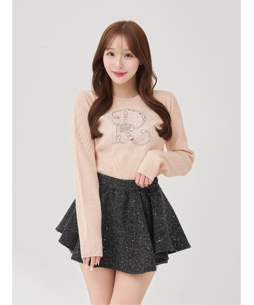 Darich（ダーリッチ） ニット セーター DRビジューフラワーリブニット