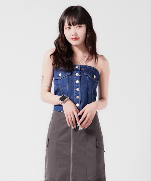 Chick チューブトップ ベアトップ Denim Bustier / デニムビスチェ