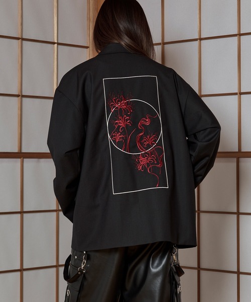 狐独 ジャケット テーラードジャケット 彼岸花刺繍テーラード