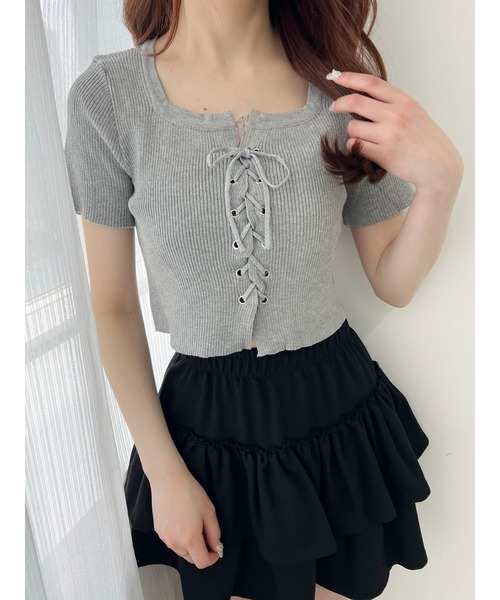 WEGO（ウィゴー） tシャツ 「PHILLY」レースアップ半袖トップス