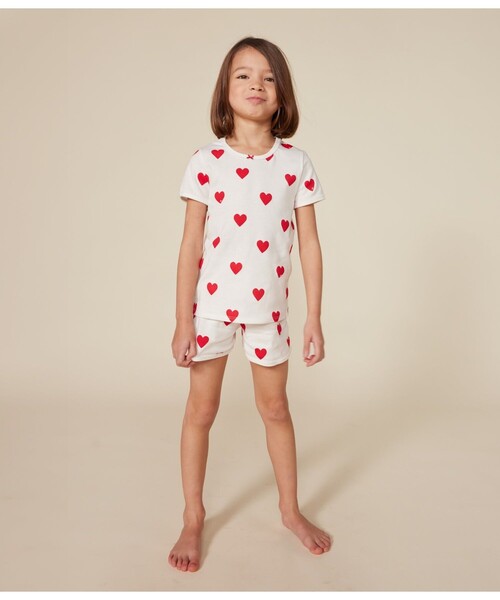 PETIT BATEAU（プチバトー） パジャマ ハートプリント半袖パジャマ