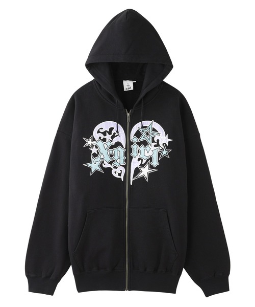 X-girl（エックスガール） パーカー TRIBAL HEART ZIP UP SWEAT HOODIE