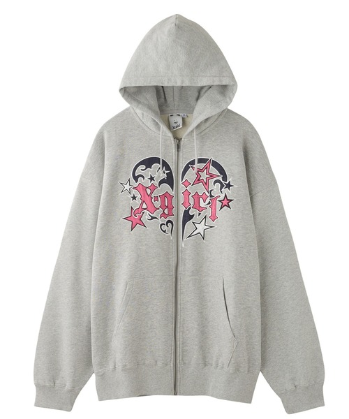 X-girl（エックスガール） パーカー TRIBAL HEART ZIP UP SWEAT HOODIE