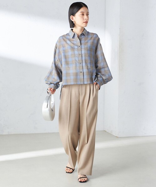 SHIPS（シップス） ブラウス シャツ 「手洗い可能」シアー チェック