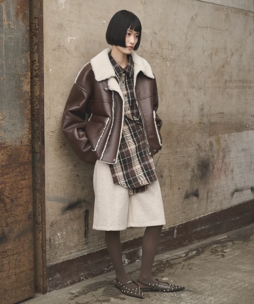 AIC. ムートンコート ボアコート 2wayフェイクレザームートン