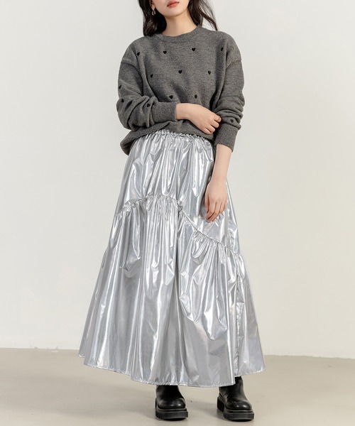 DAY CLOSET スカート 「ロング丈/コーデ冴えわたる光沢感」ラウンド