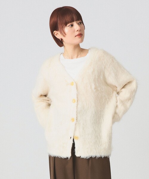 Ray BEAMS（レイ ビームス） カーディガン ヘアリー シャギー Vネック