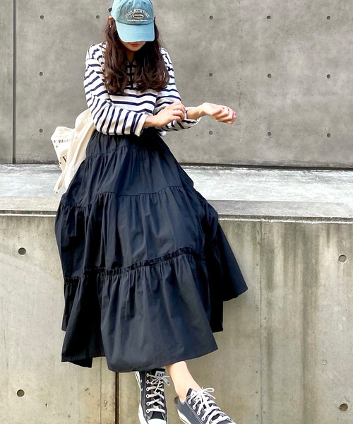 LAUIR（ラウアー） スカート ギャザーフリルティアードマキシスカート