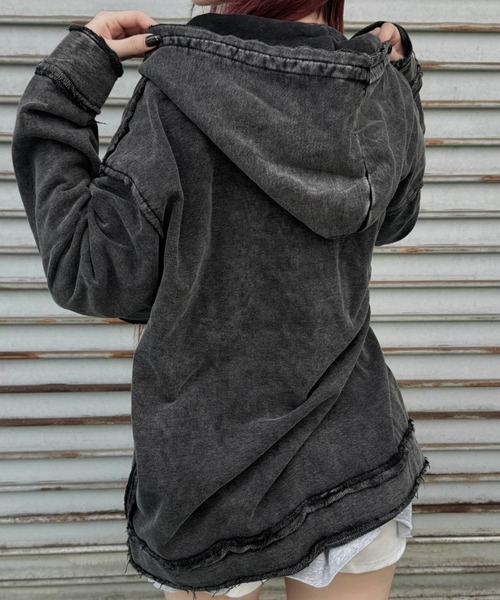 KsG パーカー ダメージレイジーオーバーサイズパーカー レディース