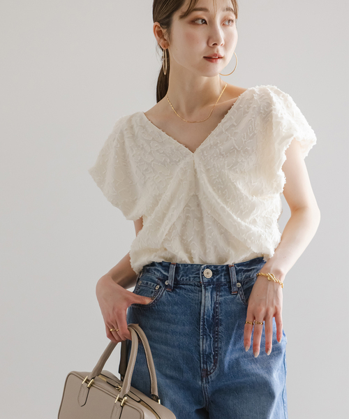 NOBLE（ノーブル） ブラウス シャツ 「洗える」レオパードジャガード