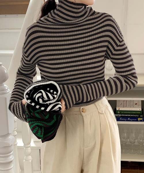 VitaFelice（ヴィータフェリーチェ） ニット セーター ストライプ リブ