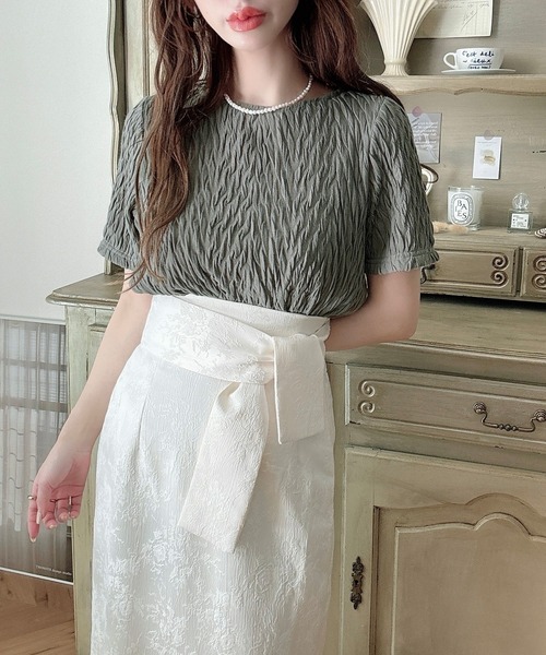 Meiru tシャツ シアーカットジャガードトップス レディース : ZOZOTOWN