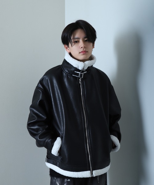 Nilway（ニルウェイ） ブルゾン アウター ヘビーPUレザー裏ボア