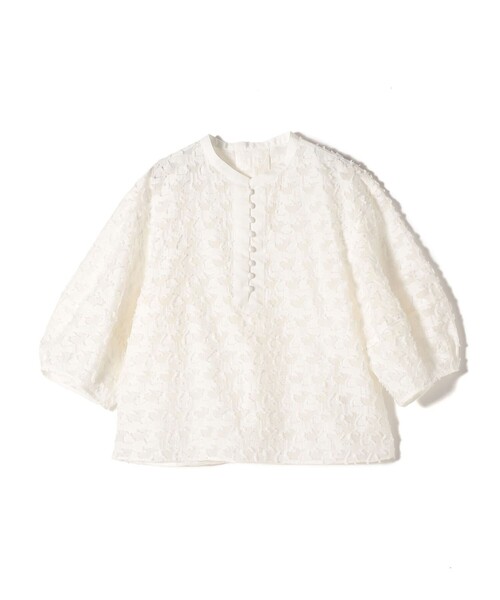 SHIPS（シップス） ブラウス シャツ 「手洗い可能」幾何柄 カット ジャ