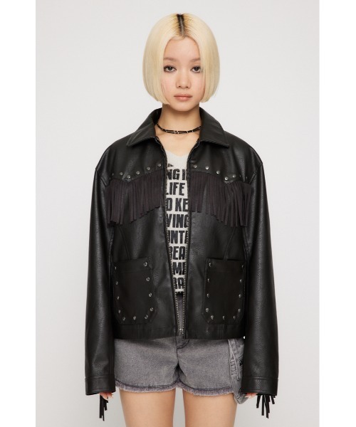 LAGUA GEM（ラグアジェム） コート アウター FRINGE FAUX LEATHER