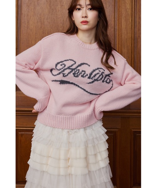 Her lip to ニット セーター Loved one Logo Jacquard Knit レディース