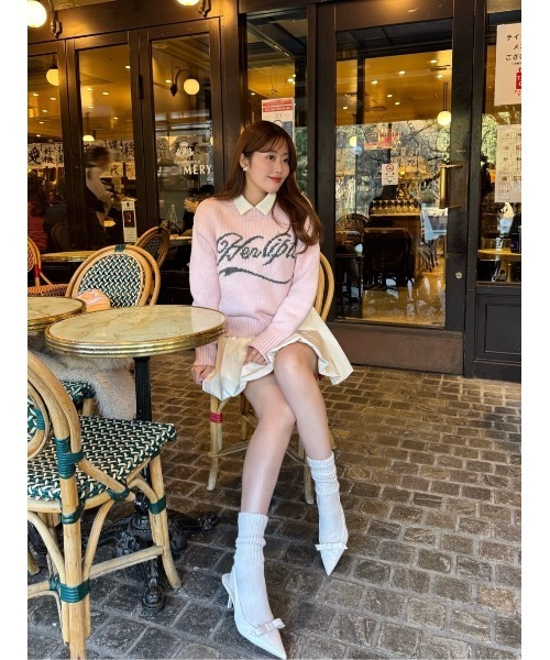 Her lip to ニット セーター Loved one Logo Jacquard Knit レディース