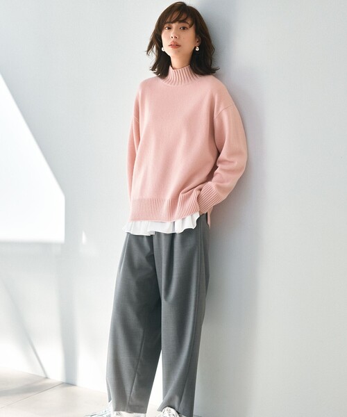 ニット セーター 「洗える」カシミヤブレンド ハイネック レディース