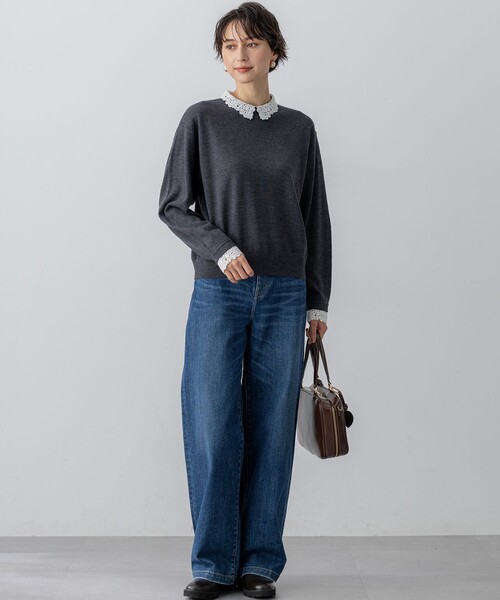 23区（ニジュウサンク） ニット セーター 「洗える」エンブロイダリー