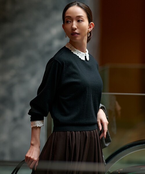 23区（ニジュウサンク） ニット セーター 「洗える」エンブロイダリー