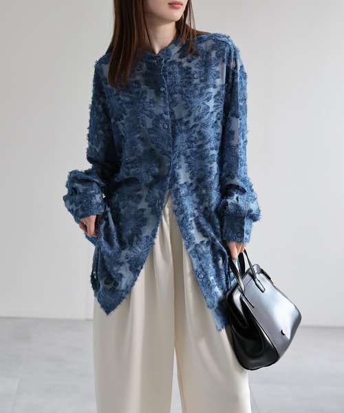 sakishimatokyo ブラウス シャツ ジャガードフラワーブラウス / シアー