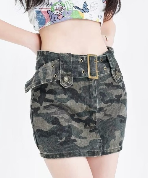 Achic（アシック） スカート 迷彩柄サマースタンダードハイウェスト