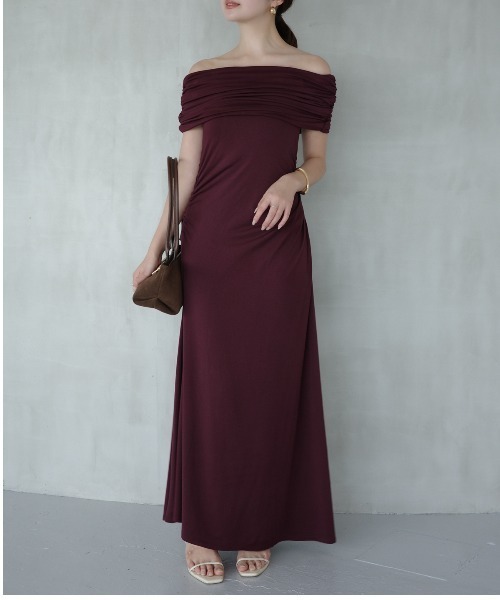 anuans（アニュアンス） ワンピース オフショルダーギャザーカット