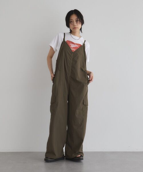 サロペット オーバーオール フロントファスナーオールインワン