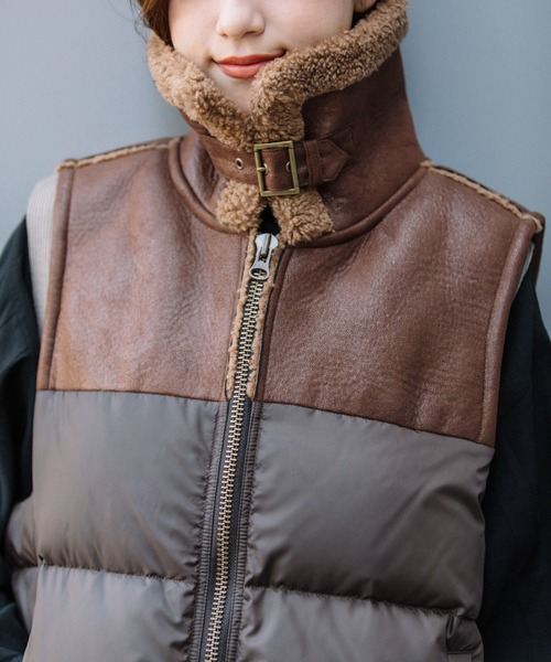Munich（ミューニック） ダウンベスト ベスト ダウンタフタ×ムートン