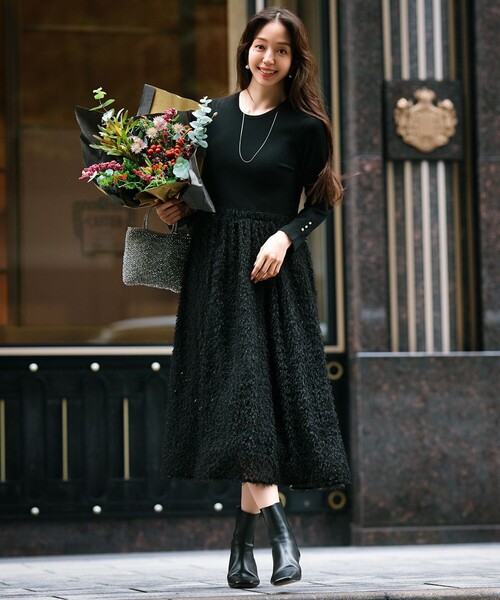 ワンピース 「滝沢眞規子さん着用/一部店舗限定/洗える」ニットコンビ