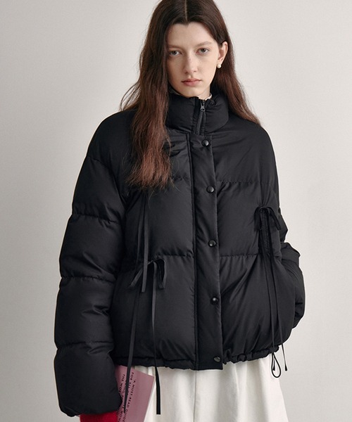 ダウンコート ダウンジャケット リボンデザイン ショートダウン