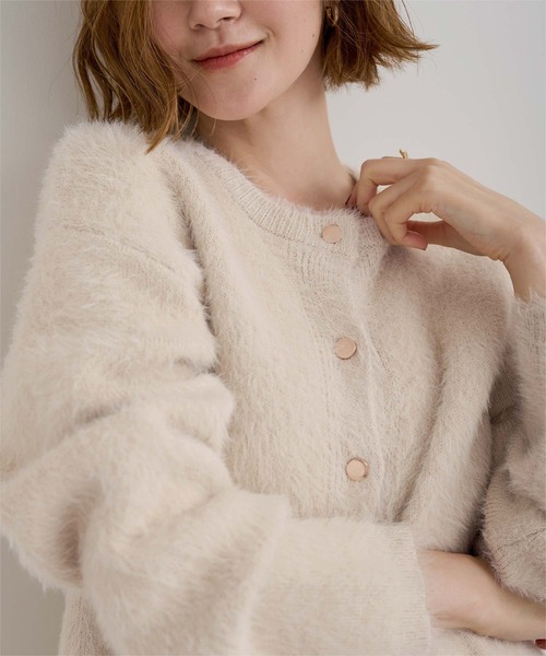 ur's（ユアーズ） カーディガン ゴールド釦シャギーニットカーディガン