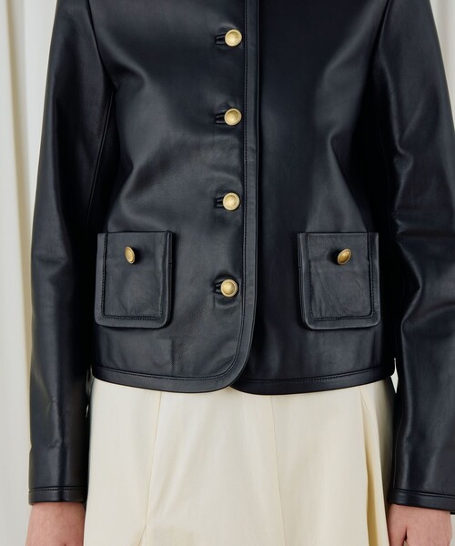 DES PRES（デプレ） ジャケット ノーカラージャケット ラムレザー
