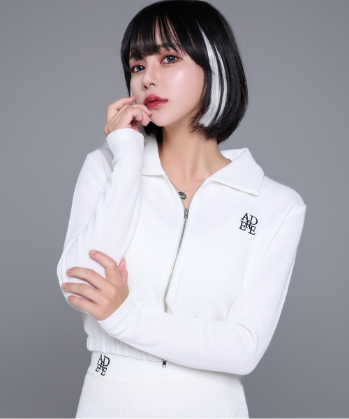 adree（アドリー） ニット セーター double zip up thumbhole knit
