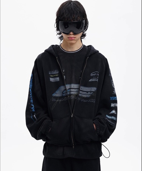 MASONPRINCE パーカー オーバーサイズ レーシングデザイン ZIPパーカー