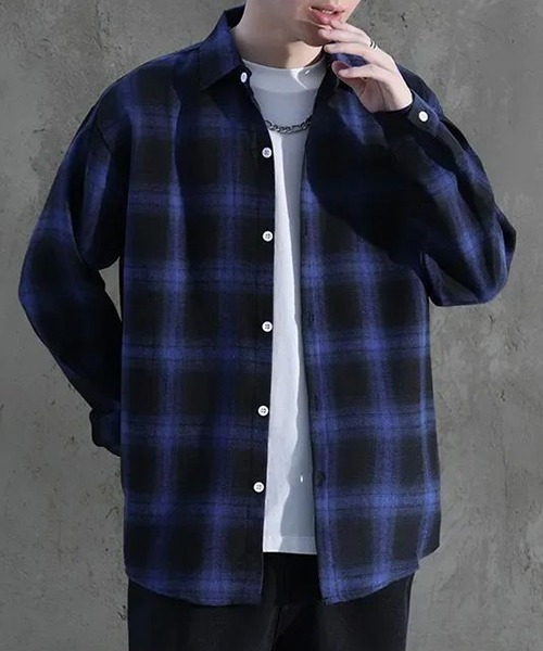 NO WAY シャツ /Bz/オンブレチェックシャツ メンズ レディース