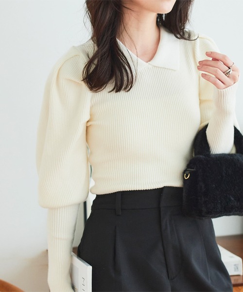 KOBE LETTUCE（神戸レタス） ニット セーター プチ襟付きボリューム