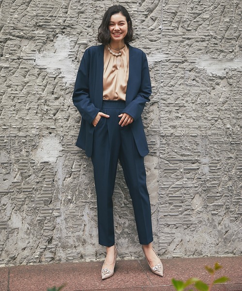 セットアップ 「自宅で洗える」 ノーカラージャケット＆テーパード