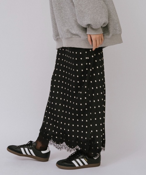 duei（デュイ） スカート サテン裾レースドットスカート : ZOZOTOWN