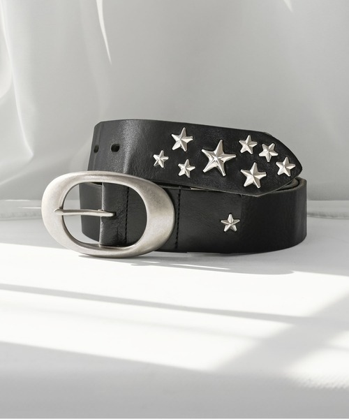 An+u ベルト スタースタッズ40mmオーバルバックルベルト メンズ